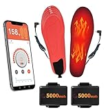 Heated Insoles for Men, Rechargeable 5000mAh Battery Foot Warmers Up to 11 Hours, Washable Cut to Fit Thermal Shoe Inserts for Outdoor Work, Hunting, Skiing, Hiking, Cycling, Fishing, with App L