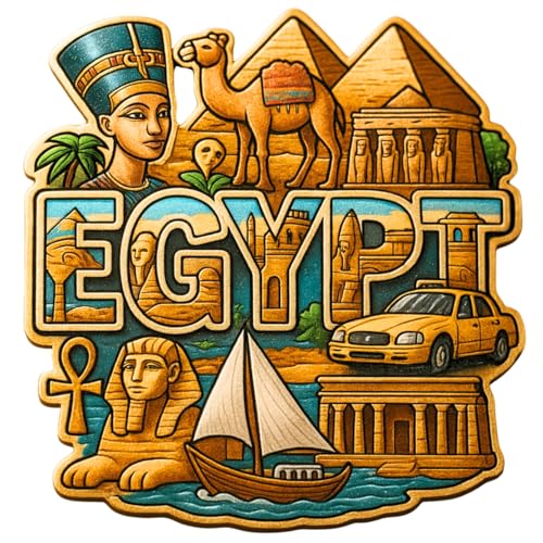 Image of Souvenir Fridge Magnet | 4x3 Inch Collectible Travel Decor | Strong & Durable Refrigerator Magnet with Iconic Landmarks for Travelers (Egypt)