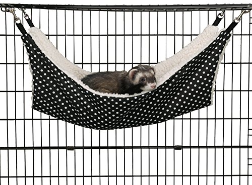 ProSelect Wild Time Pet Cage Hammock – Black and White Polka Dot Design With Fleece Interior and Measuring 21” x 12.5”