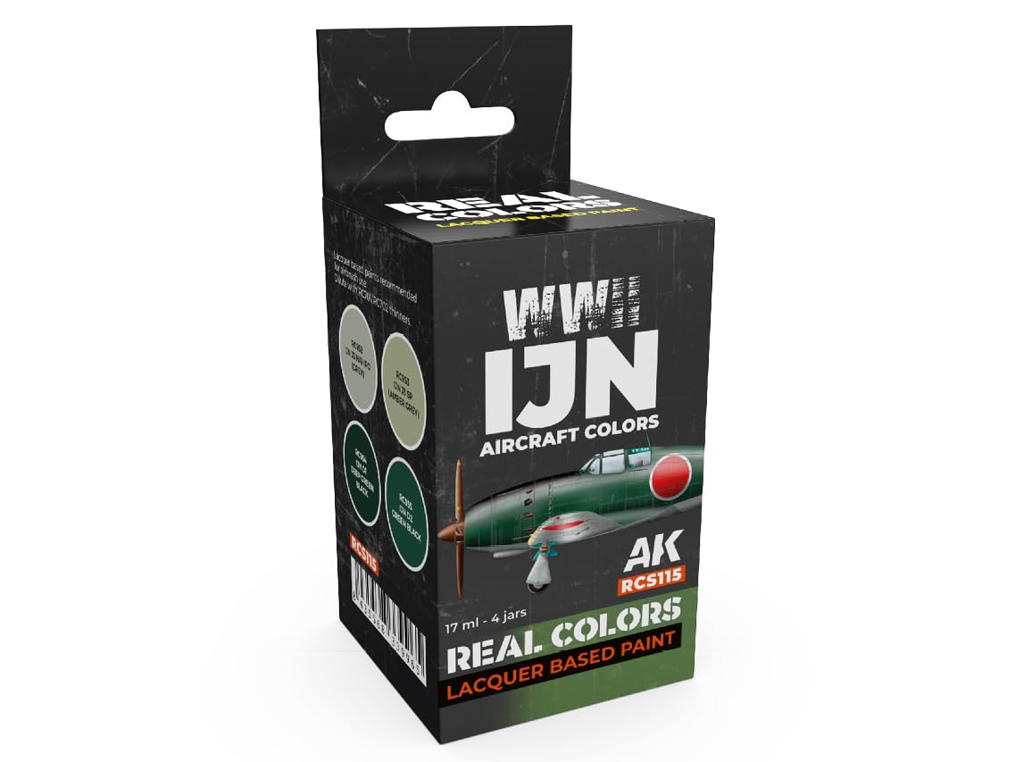 Ak Interactive Ijn Gray, Ijn Green, Ijn Red, Ijn Yellow Wwii Ijn Aircraft Colors Set