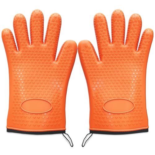 Silicone Heat Resistant Grill Gloves with Cotton Lining