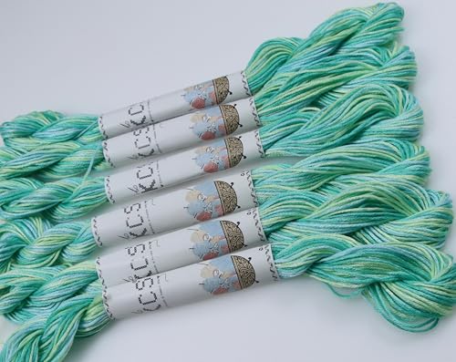 Image of KCS Big skeins of 25 Meters Size 25 Color Variegated Cross Stitch Stranded Threads,6 skeins,4040