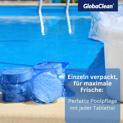 GlobaClean Chlor Multitabs 5 in 1-200g Chlortabletten für Pool - 1kg Blau - 5-Phasen Wirkung für sichere und saubere Poolpflege - Made in Europe - für kristallklares und hygienisches Poolwasser – Bild 6