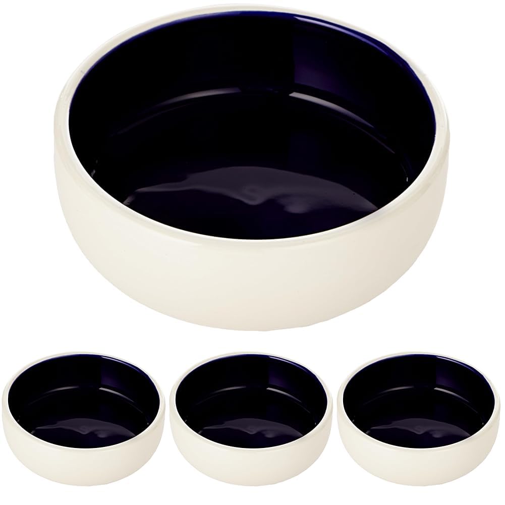 TRIXIE Napf KERAMIKNAPF spülmaschinengeeignet 0,3 l ø 13cm Creme/blau für Katzen (Packung mit 4)