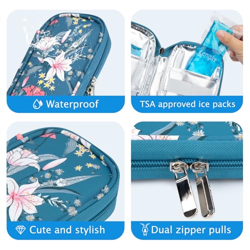 Image of YOUSHARES Insulin Cooler Travel Case - Portable Refrigerated Medicine Case for Insulin Pen, Medication and Diabetic Supplies with 2 TSA Approved Ice Pack