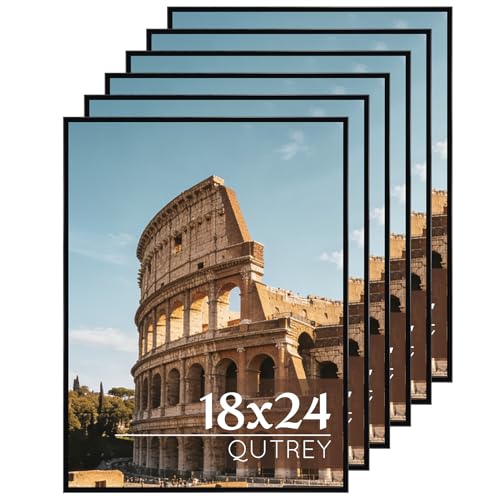 Image of QUTREY 18x24 Poster Frames 6 Packs, Black 18x24 Frames for Wall Mounting, Display 18 x 24 Posters, Photos & Art Prints Vertically or Horizontally