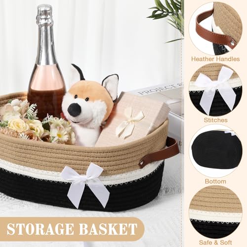 Image of Colingmill Large Woven Basket for Gifts Empty Set with Gift Bags and Ribbon Gift Baskets and Wrapping Set Storage 14 inchx 10 inchx 5.5 inch Decorative Box for Class of 2026 Graduation(Black)