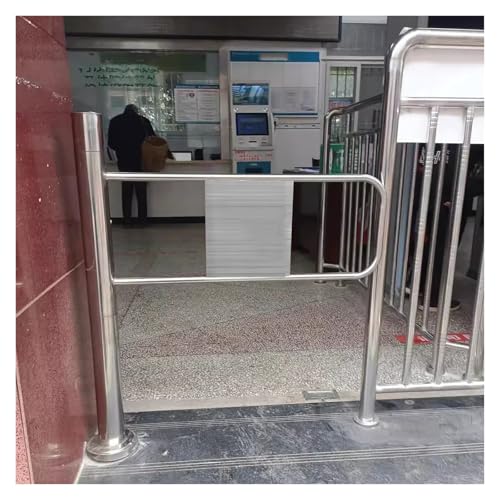 HDYZJQ Automatic Swing Gate One-Way Door, Stainless Steel Entrance and Exit Device Pedestrian Gate, Only be Pushed in But Not Out, Spring-Loaded Safety Access Door(Left-WxH,32x39in)