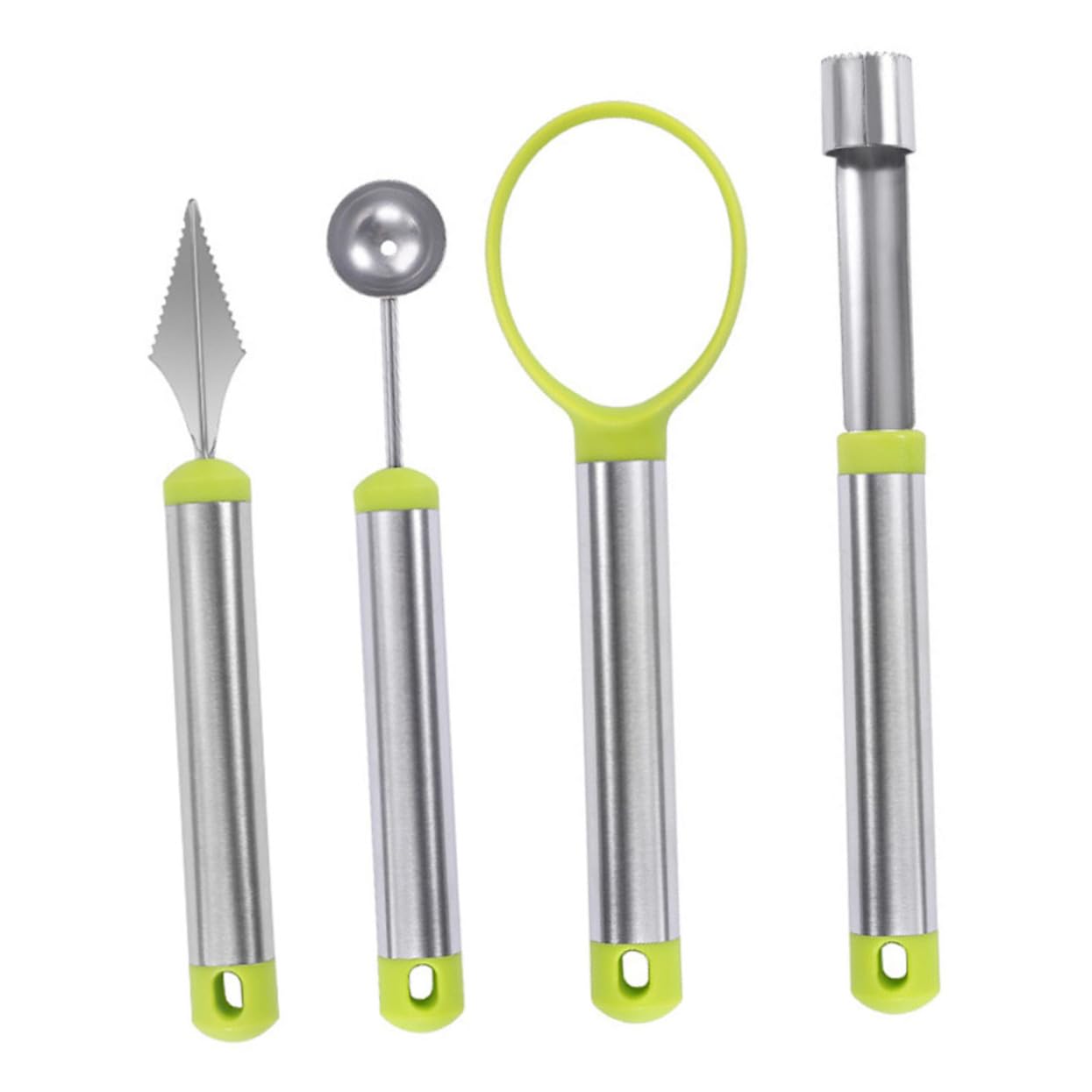 ABOOFAN Practical Fruit Ball Digger 4pcs Stainless Steel Set Tool Pineapple Cutter Kitchen Gadget