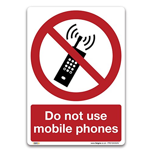 Do not use mobile phones Sign - A5 Self-adhesive Vinyl Sticker - Prohibition Safety Information