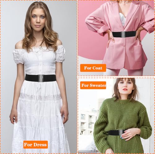 JIEYAO Wide Elastic Waist Belts for Women, Vintage Stretch Waist Belt Elastic Belt for Dresses with Lock Buckle3
