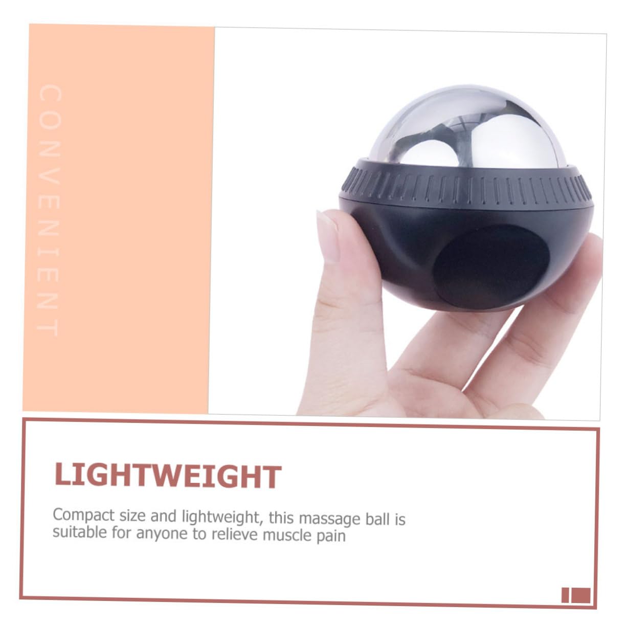 Palla Massaggio in Acciaio Inox e Abs per Terapia Fredda e Calore | Rullo Massaggiante a Sfera, Movimento, Recupero Completo, su Pavimento o Tappetino Yoga, Nero