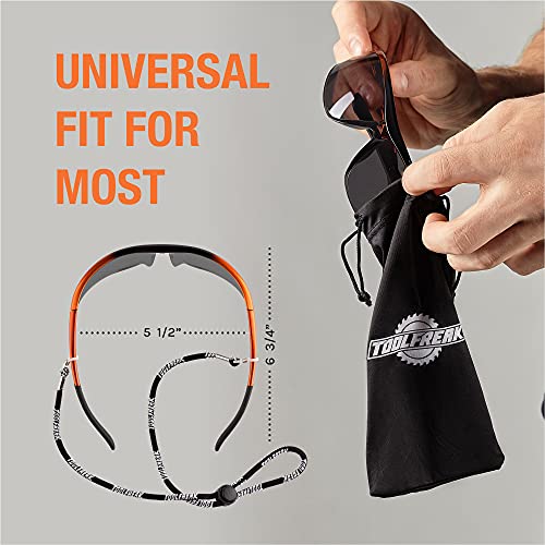 Toolfreak Agent Safety Glasses, Dark Smoke Tinted With Wraparound Lens, U6 Uv And Impact Rating To Ansi Z87.1, Pouch And Neck Cord #TOP5