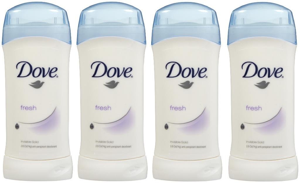 Dove Invisible Solid Deodorant, Fresh - 2.6 oz - 4 pk