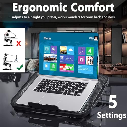 Laptop Cooling Pad for All Laptops and Notebook, Aluminum Laptop Cooler with 6 Quiet Cooling Fans, Adjustable Laptops Fan Cooling Pad, Laptop Cooling Stand Tray, Computer Fan,Gaming Laptop Cooling Pad - Image 4