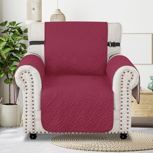 MAXIJIN Chair Covers Waterproof Sofa Slipcovers Non-Slip 1 Seater Sofa Protectors with Elastic Straps Reversible Universal Couch Covers for Dogs Pets - Image 2