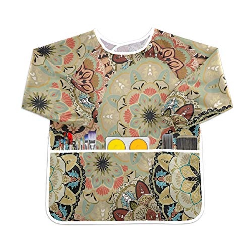 アートフラワーグレイ幼児の子供のエプロン防水絵画アーティストのよだれかけのスモック、年齢1-6のための子供の芸術のスモック