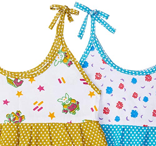 Image of ONCH Baby and Kids Girls Cotton A line Printed Frock Dress Pack of 6