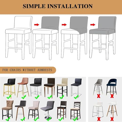 Housse tabouret de bar extensible chaise dossier bas lot de 6 - 5