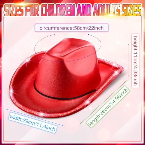 Image of Kigeli 10 Pcs Lights LED Cowboy Hat for Adult LED Flashing Hat for Western Cowboy Women Men Role Play