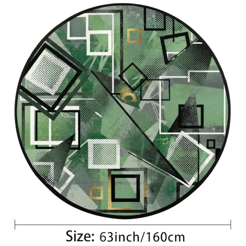 Tapis rond 160 cm art abstrait géométrique lavable antidérapant - 3