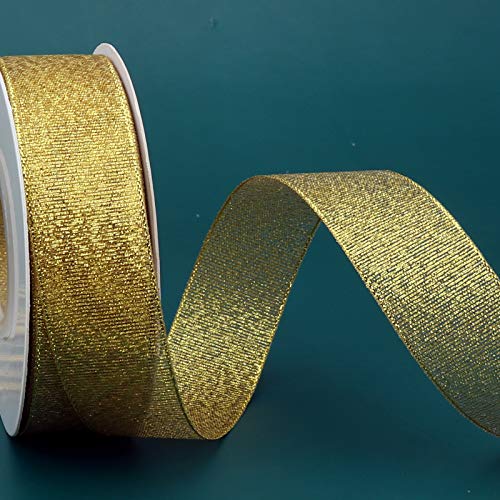 1 Inch Glitter Gold Ribbon, Ribbon For Gift Wrapping, Holiday Party, Wedding Decorations, 25 Yards Fabric Ribbon For Balloons, Sewing, Floral Diy, And Classroom Decor #TOP6