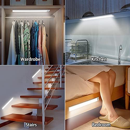 Dallfoll Under Cabinet Light, Wireless Motion Sensor Lights Indoor, 40CM Under Cupboard Light with 2200mAh Rechargeable Battery and 72 LED, Kitchen Wardrobe Light with Magnetic Strip (2 Pack)