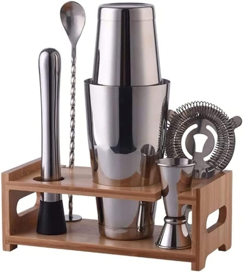 Cocktail Shaker Set, 6-Piece Bartender Kit with Stand, Stainless Steel Bartender Kit Bar Tools Set, Mixed Drink Shaker for Home, Bar, Parties