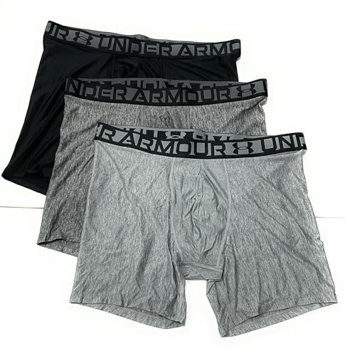 Under Armour Essential Tech Boxerjock - Calzoncillos tipo bóxer (15,24 cm, 3 unidades), Gris/Gris/negro, Medium