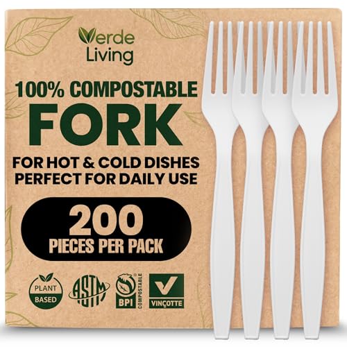 200 Pack Heavy Duty Compostable Forks - CPLA