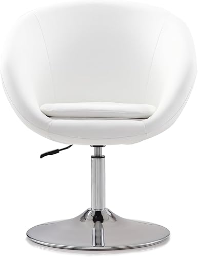 Miniatura 5 de Manhattan Comfort Hopper Silla giratoria ajustable con giro de 360, asiento tapizado, base de cromo pulido, diseño moderno de cuenco para oficina en