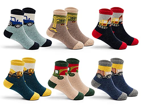 Yoille Boys Wool Socks Kids Winter Warm Socks Thicken Thermal Crew Socks for Boys 6 Pairs