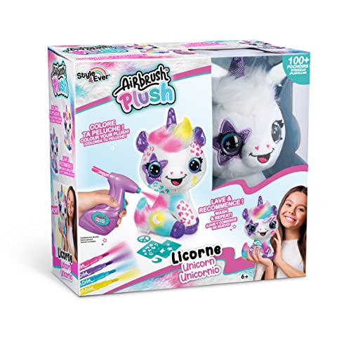 Canal Toys - Airbrush Peluche Licorne à Personnaliser - Spray Art avec Feutres et Pochoirs - OFG 228
