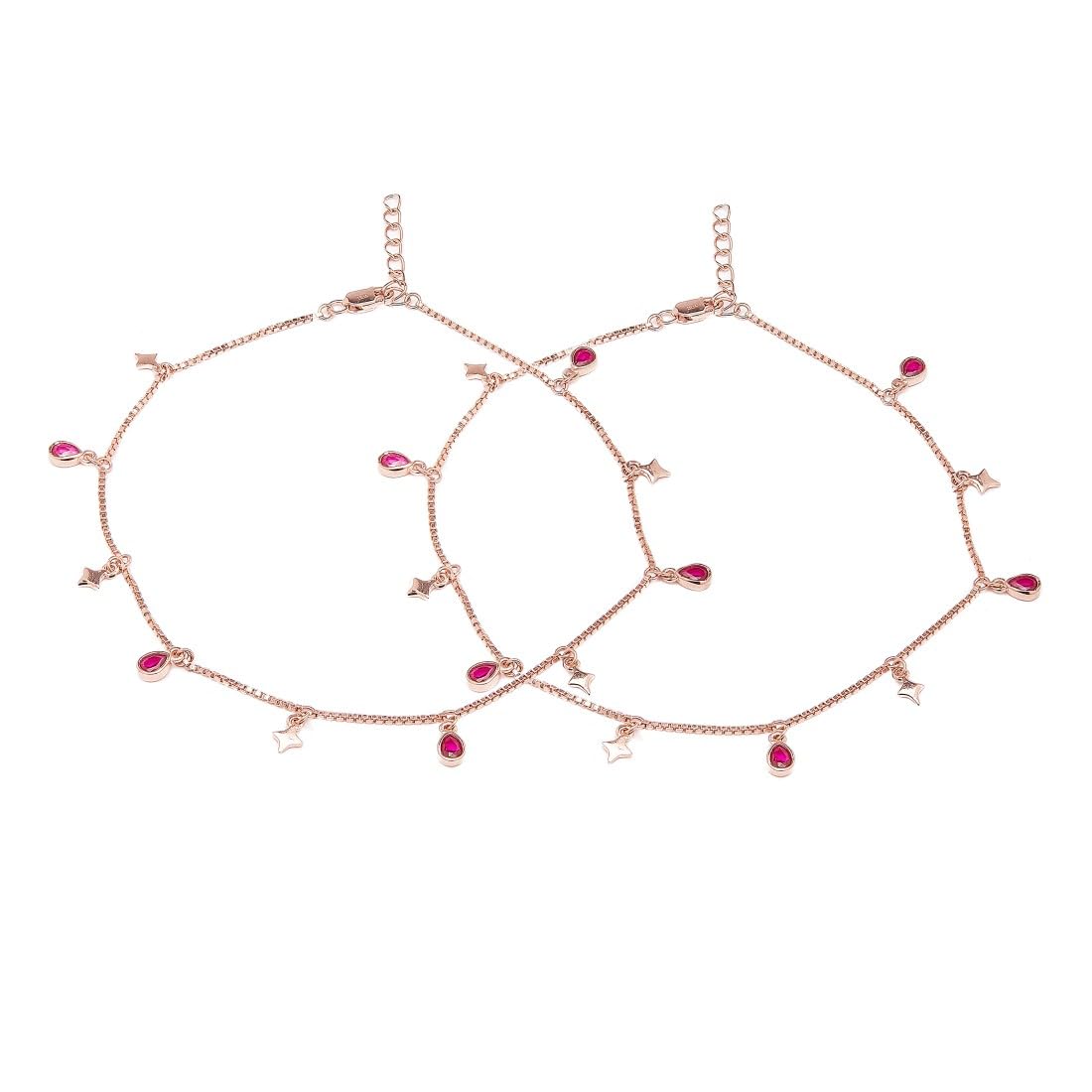 ZAVYA 925 Sterling Silver Cubic Zirconia Star Rose Gold Plating Chain Anklet (Pair) | | Gift for Women & Girls | With Certificate of Authenticity & 925 Stamp (B0CWDG6TTT) Amazon Price History, Amazon Price Tracker
