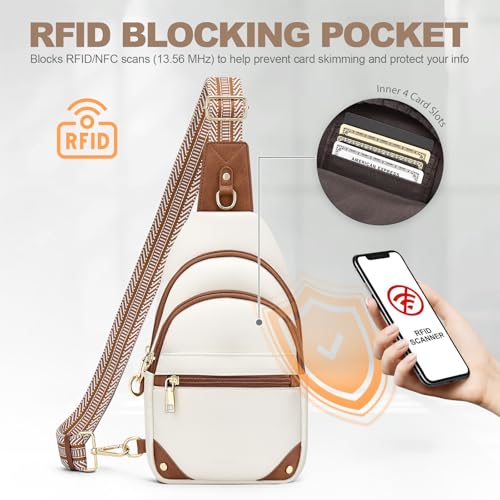 Anti Theft Crossbody Bags for Women, RFID Sling Bag Travel Purse Beige Brown (SYTRAH)