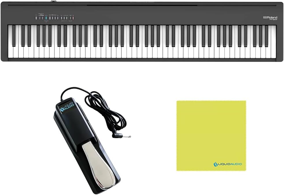 Roland FP-30X with Sustain Pedal Bundle - Digital Piano, 88 Key Weighted Keyboard, Roland Keyboard, Portable Keyboard Piano BLACK Roland FP-30X with Sustain Pedal Bundle - Digital Piano, 88 Key Weighted Keyboard, Roland Keyboard, Portable Keyboard Piano BLACK