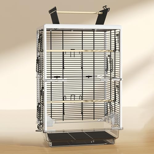 インコ ケージ、鳥籠 文鳥、天窓付き、高さのある引き出し式シャーシ、小型および中型背の高い鳥かご、オカメインコ用ケージ、天窓付き、高さのある引き出し式シャーシ、小型および中型(Black)
