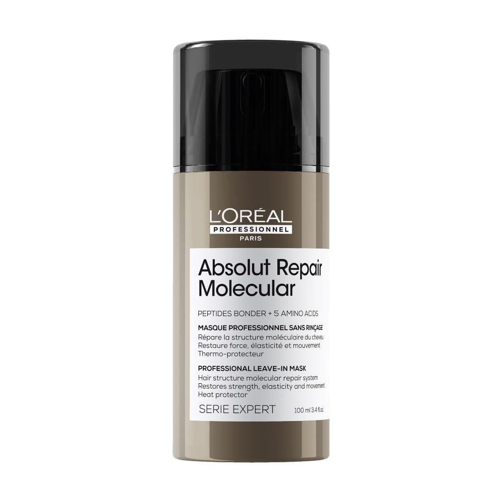 L’Oréal Professionnel Absolut Repair Molecular Leave-In Hair Mask, For Extremely Damaged Hair, Molecular Peptides Bond Repair, Restore Strength & Elasticity, Hair Treatment