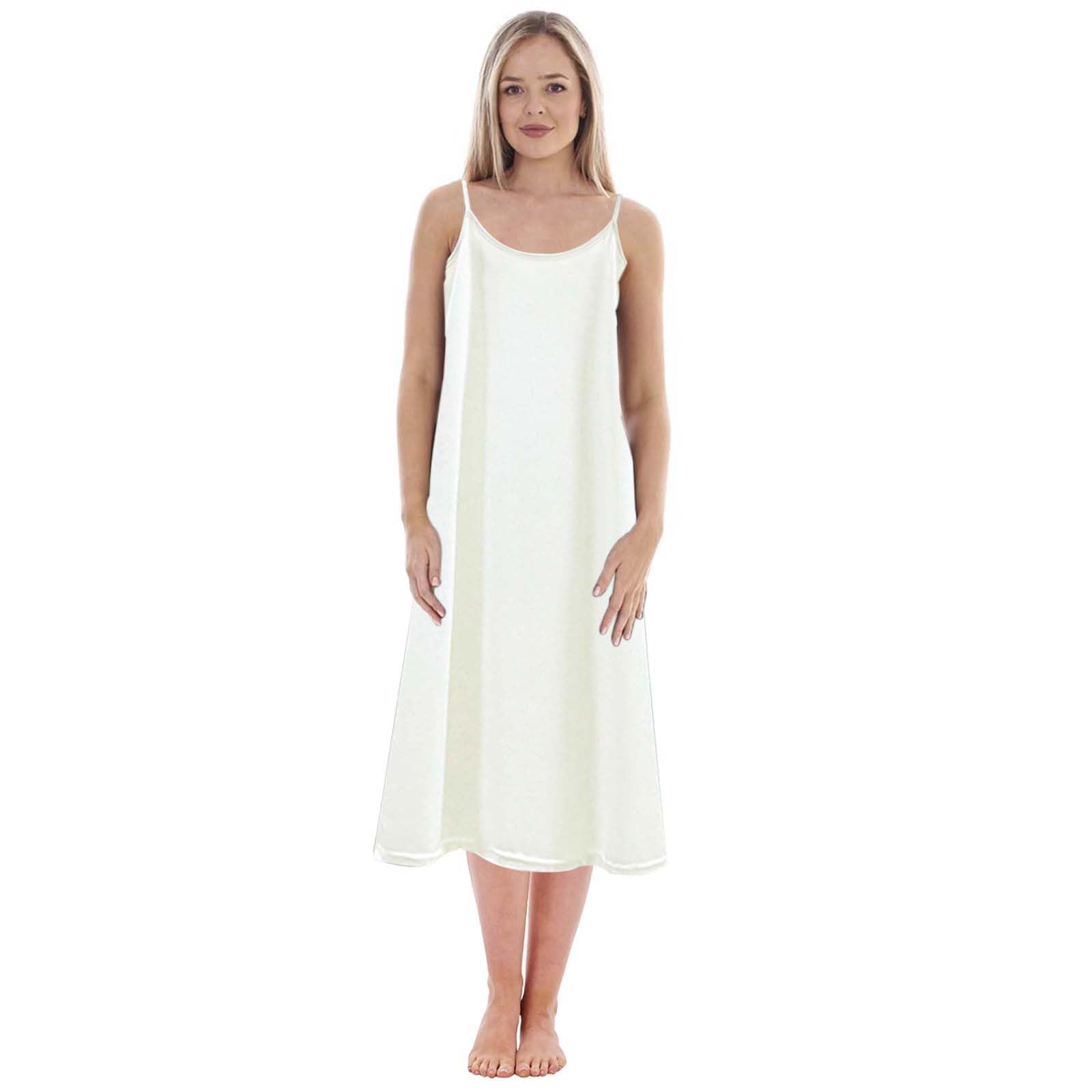 Doublure Robe Femme - Fond de Robe Longue Coton Bretelles Chemise de Nuit Sexy Slip Elégant Mini Droite Robe Lingerie Jupon