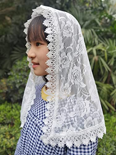 YHDDYG Girls Mantilla Veil Catholic Infinity First Communion Veil for Girls Flowergirl Veils Head-wrap for Girls C12