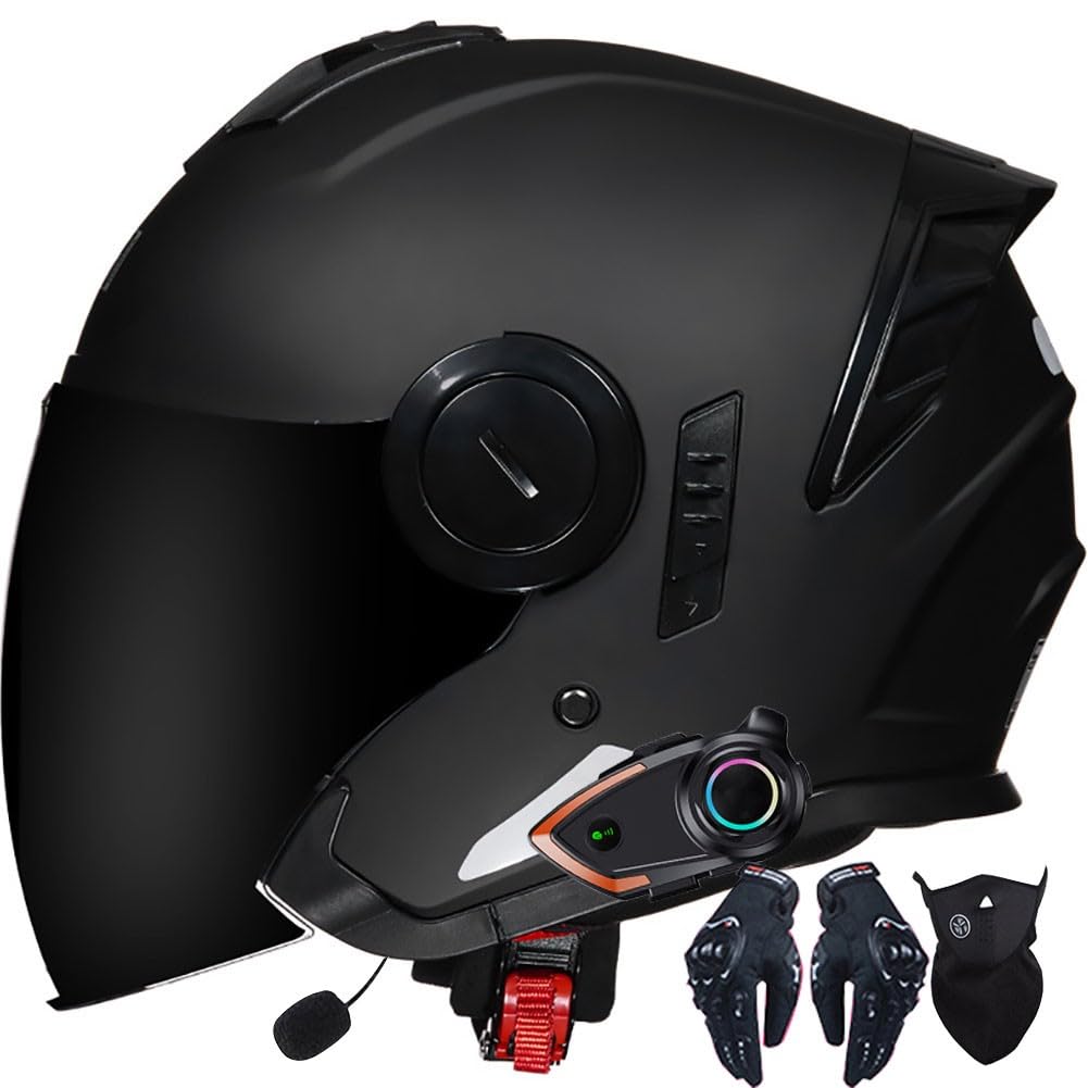 Bluetooth Jet Casque de Moto I Casque de Scooter avec Double visière I Casque de Jet Hommes Femmes I Casque de cyclomoteur Respirant I Casque de Moto Antichoc I certifié ECE