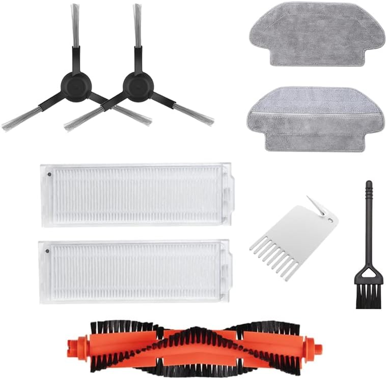 Main Side Brush Cover Hepa Filter Mop Cloth/Fit for Xiaomi Mi Robot Vacuum Mop Pro STYTJ02M Robotic Cleaner Accessories Parts (Color : Set A Black)