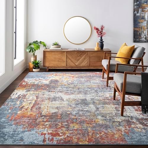 Surya Miami Abstract Rug - Area Rugs Living Room, Dining, Lounge, Bedside - Modern Marble Rug, Soft Luxurious Easy Care Medium Pile - Large Rug 160x213cm Blue & Grey Rug