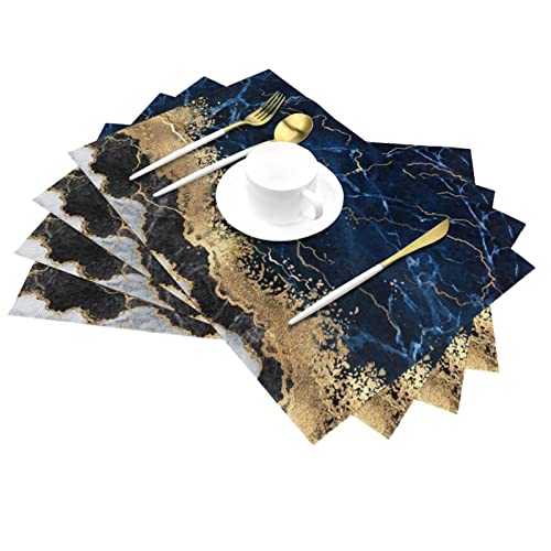 Sets de table tissés résistants à la chaleur imperméables bleu marine - 6