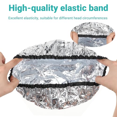 2pcs Deep Conditioning Heat Hair Cap for Oil Treatment Reusable Aluminum Foil Heat Heated Shower Caps Double Layer Aluminum Foil Steam Caps for Home Salon Use Hair Dyeing Long Thick Hairs