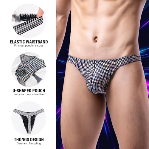 Mens Sequin Underwear Boxer Briefs Sexy Thongs Sissy Panties Nightclub Party Underpants2