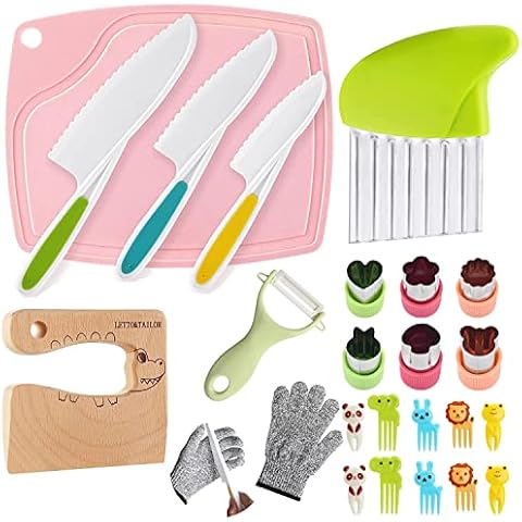 Kindermesser 24-teiliges Kinder Sicherheit Kochmesser Küchenmesser Set Cover
