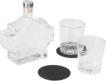 Harley-Davidson Bar & Shield Logo Decanter Set, Hand Blown Set HDL-18746