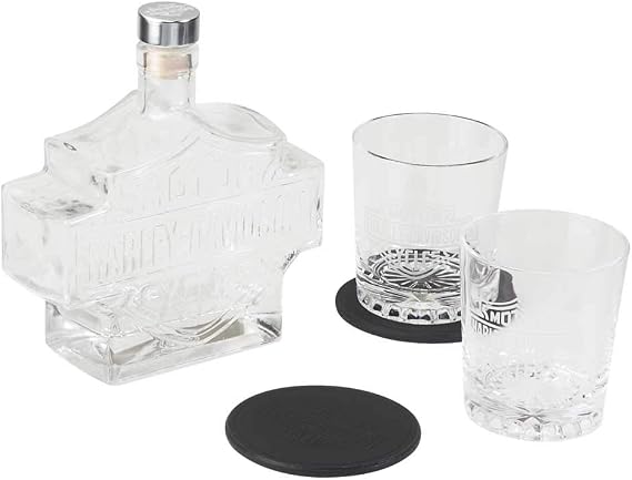 Harley-Davidson Bar & Shield Logo Decanter Set, Hand Blown Set HDL-18746