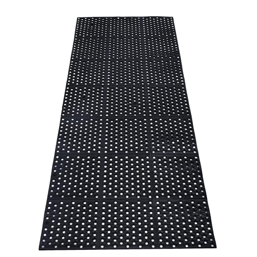 uyoyous Rubber Flooring Mat with Drainage Holes 82.67'x35.43' Resistant Anti-Fatigue Commercial Kitchen Mats with Non-Slip Backing Heavy Duty Rubber Drainage Mat for Industrial Kitchen